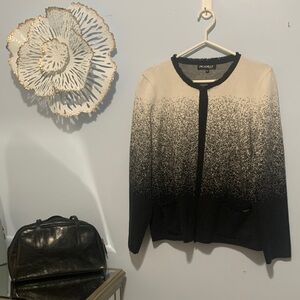 Piccadilly, black and cream cardigan with pockets size medium